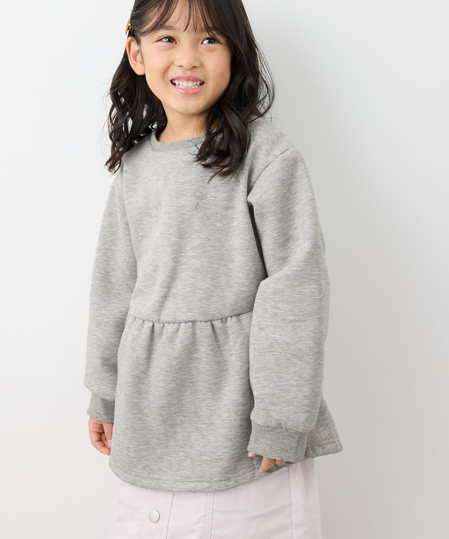 Топ с баской на флисовой подкладке ROPE' PICNIC KIDS, Light gray (08) — фото 3