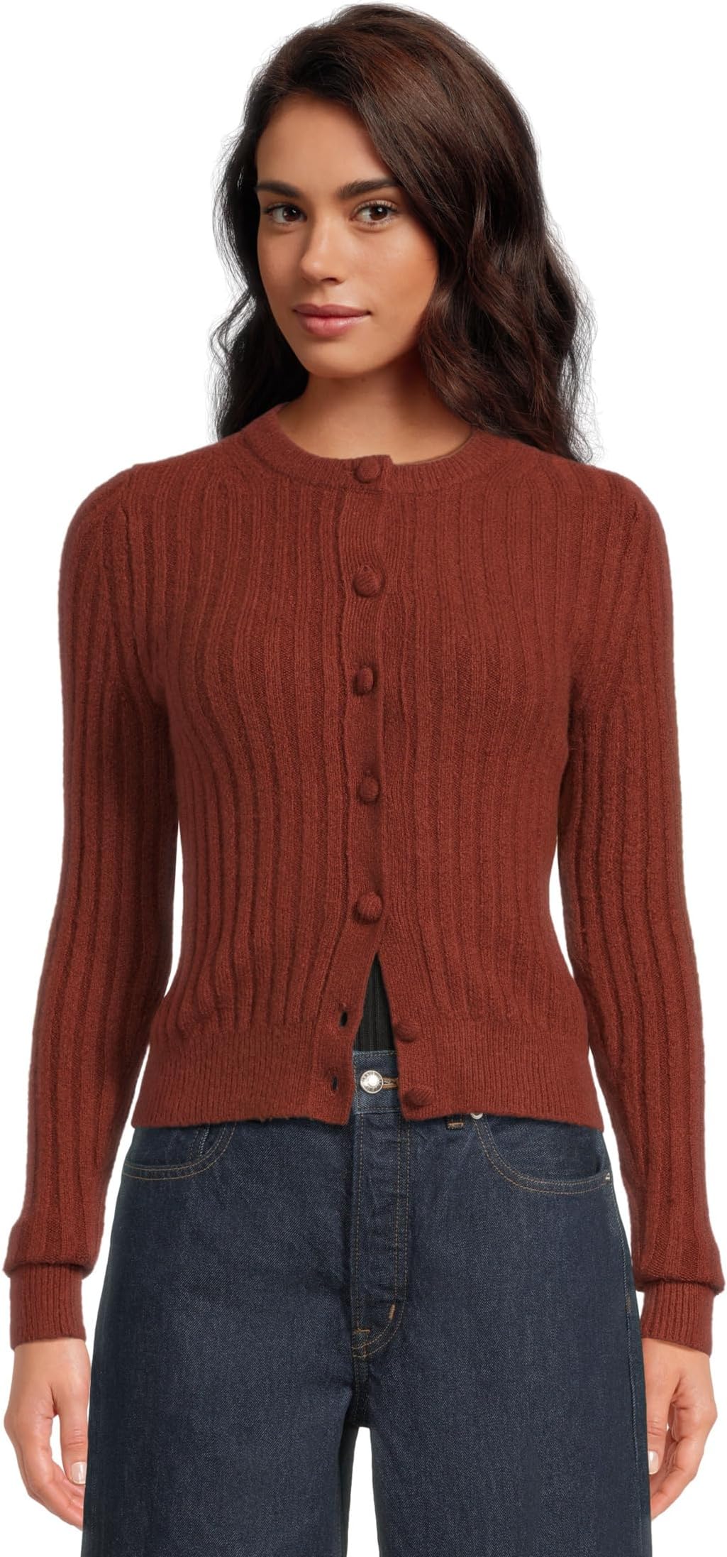 

Свитер Madewell Women's Long Sleeve Cozy Cotton Ribbed Cardigan, Deep Rust