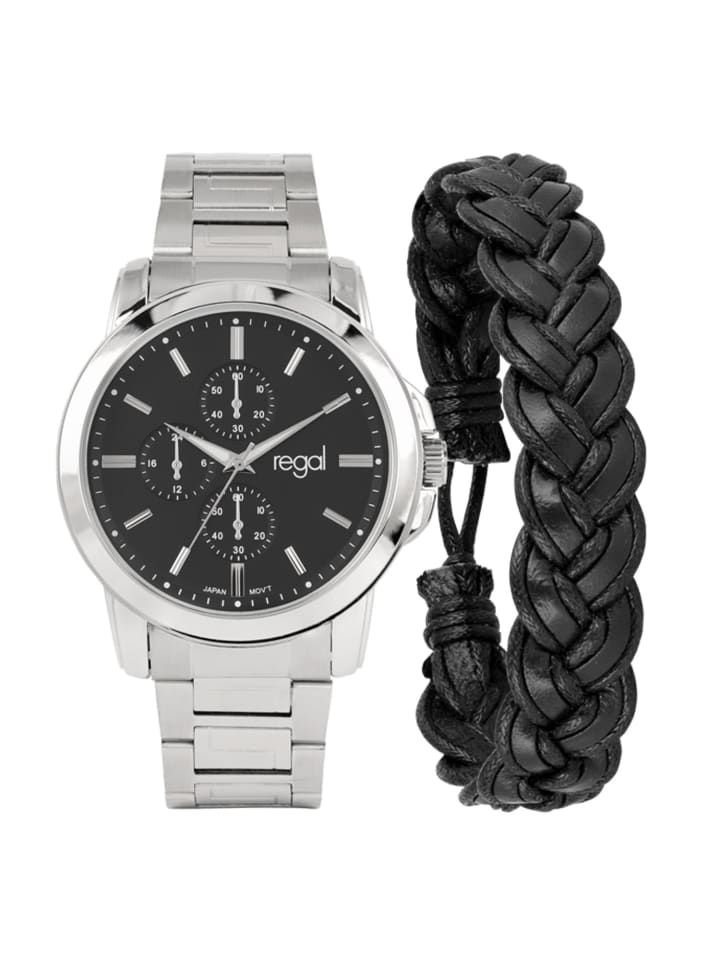 

Lucardi Стальные кварцевые часы с полкой, серебристый