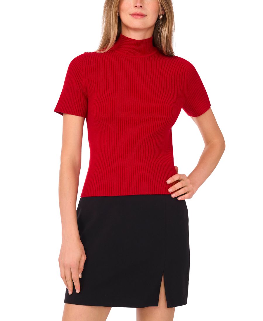 

Женский свитер с коротким рукавом и высоким воротником 1STATE, Cardinal Red