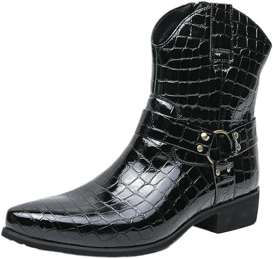 

Мужские ботинки челси, кожаные ботинки средней высоты с острым носком и боковыми молниями, повседневные, стильные и удобные, нескользящие, легкие Zestrelax, черный