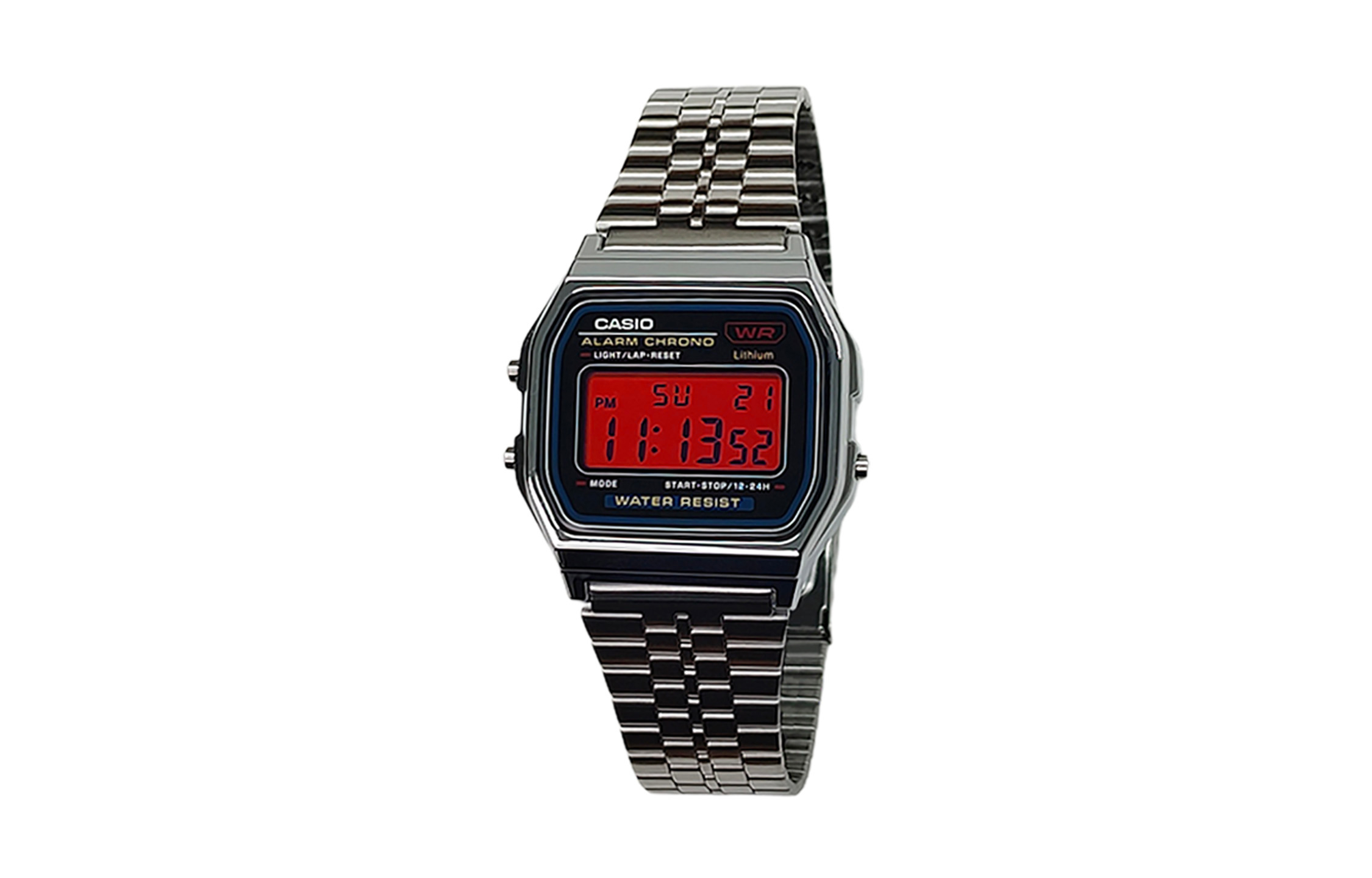 

CASIO Часы Retrofit Series Quartz Movement Stainless Steel Strap Watch Men's Watch Black Dial, Black Dial with Red Watch Glass