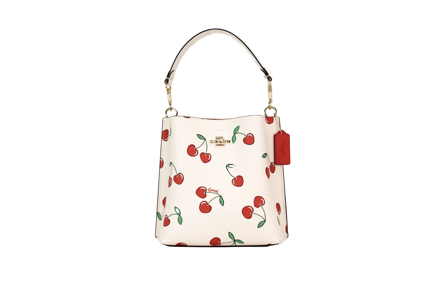 

Сумка-ведро Mollie 22 Small Heart Cherry Print из холщовой ткани с покрытием Coach