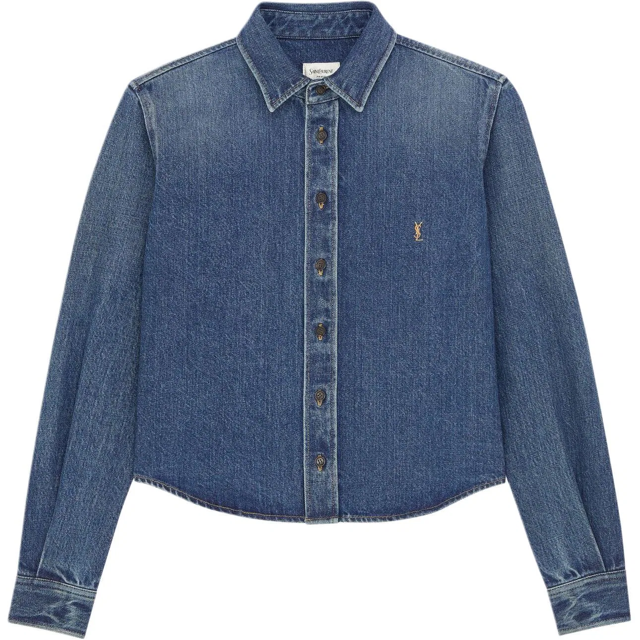 Рубашка с отложным воротником SAINT LAURENT Rock Blue