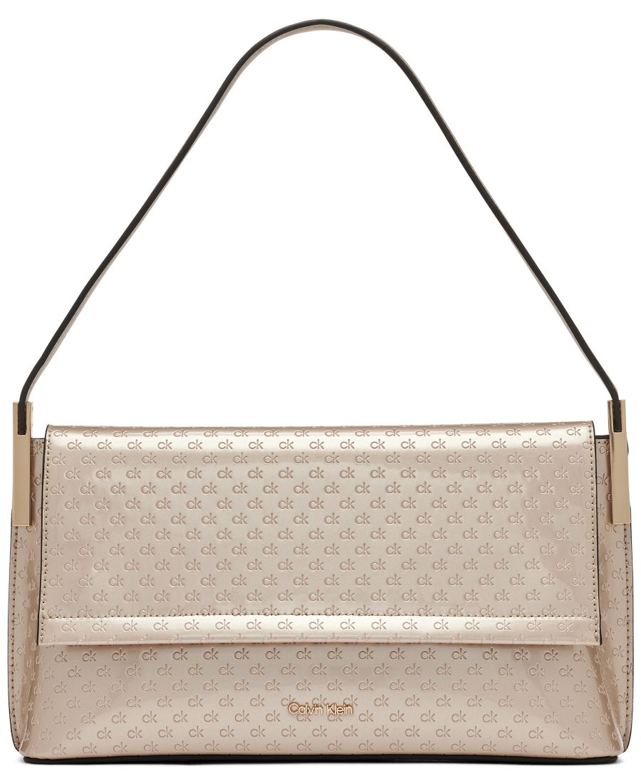 

Сумка через плечо Verne Signature с тисненым клапаном Calvin Klein, Silver Mink