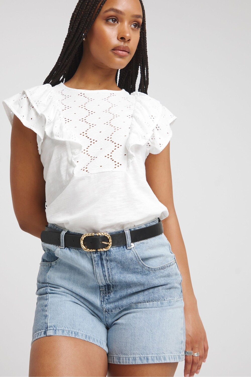 

Топ с кокеткой Broderie Simply Be, белый