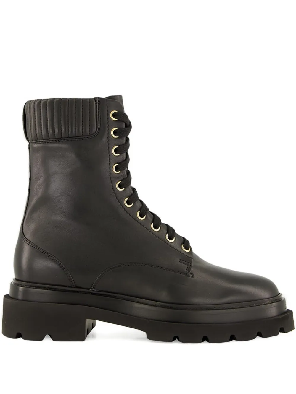 Стеганые ботинки на шнуровке Santoni, черный