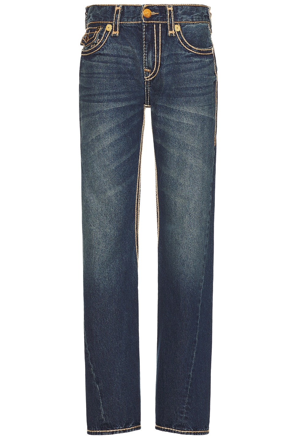 

Джинсы Joey с отделкой в технике марл роуп стич и клапаном True Religion, kew gardens medium wash