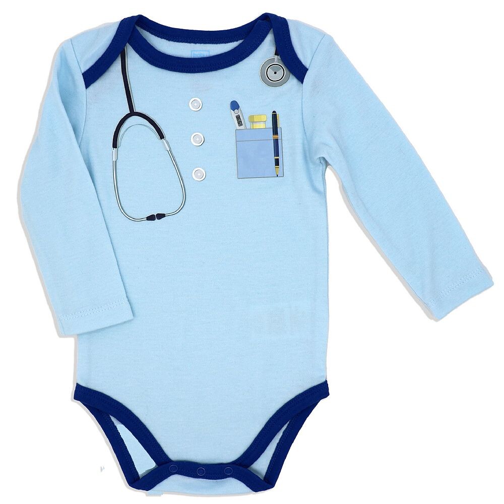 Baby Mode Комплект боди, штанов и носков для маленьких мальчиков из 3 предметов, синий — фото 2
