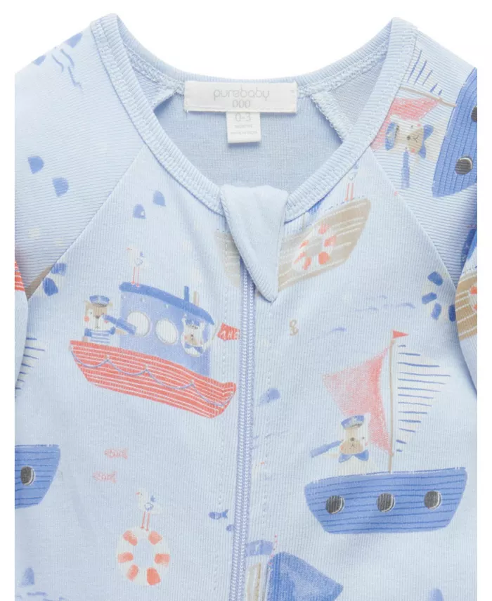 Комбинезон на молнии для мальчиков Baby Boys Purebaby, синий — фото 4