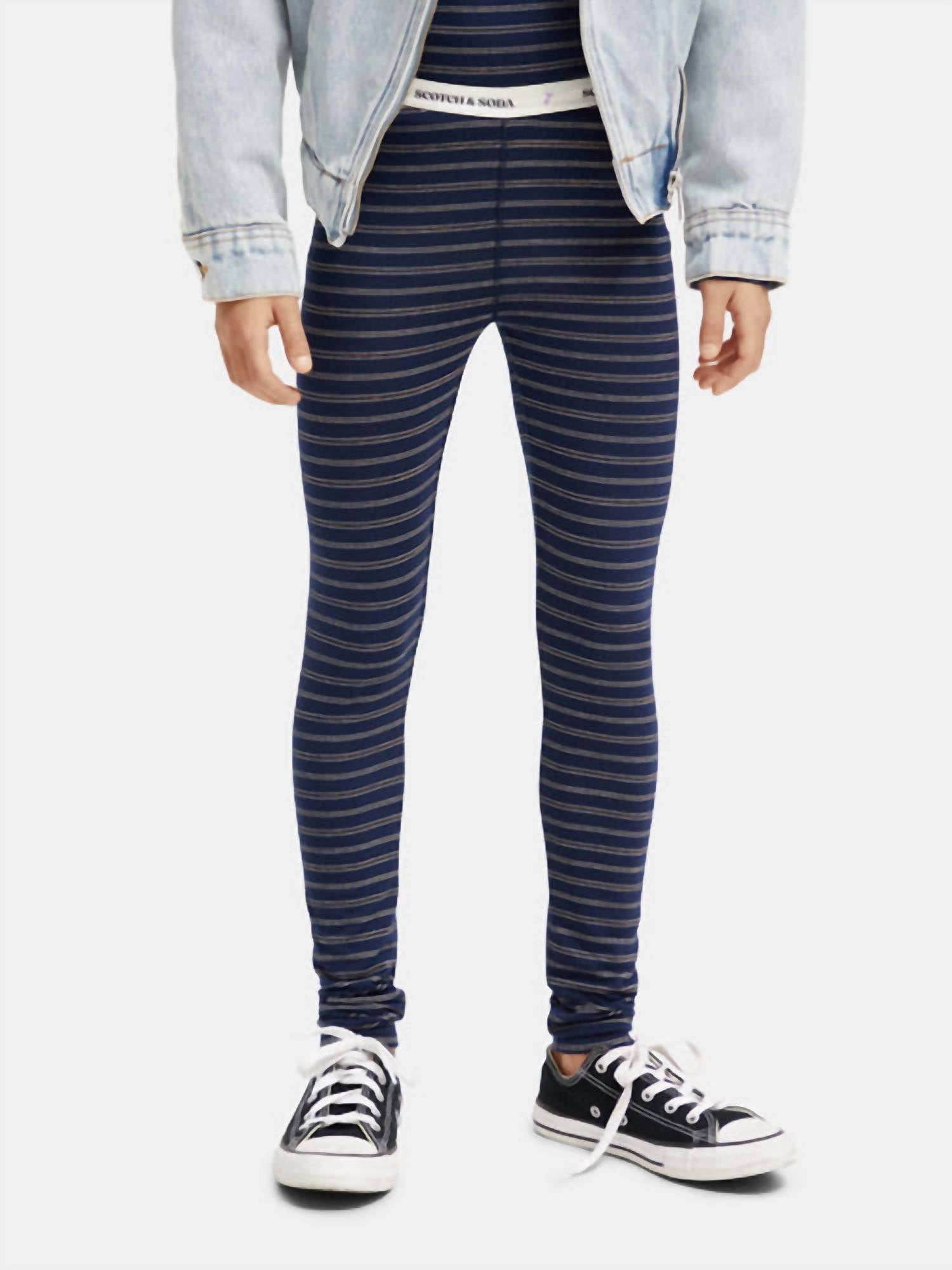 

Детские полосатые блестящие леггинсы в синем цвете SCOTCH & SODA