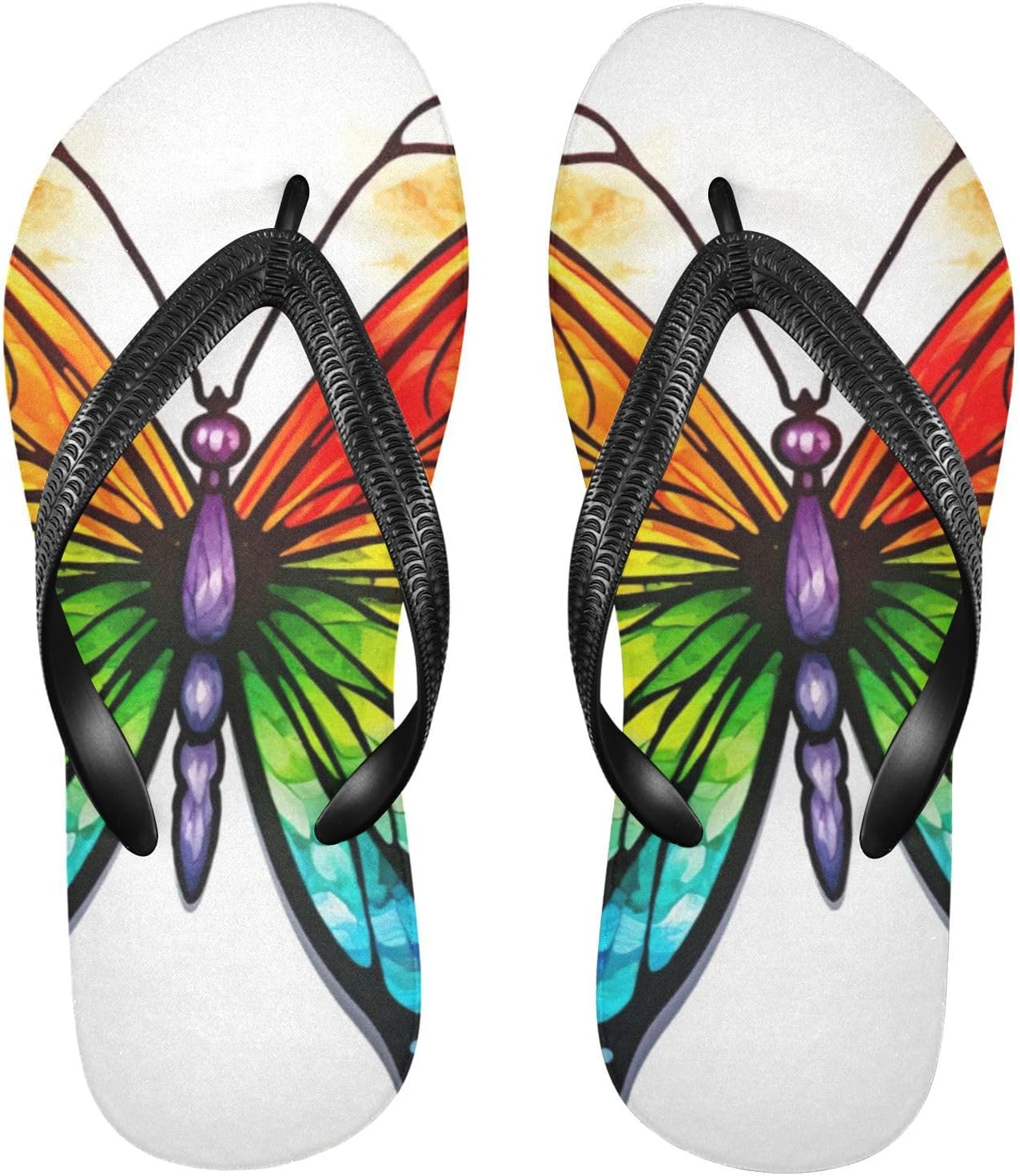 

Пляжные летние повседневные сандалии-шлепанцы с радужными бабочками для женщин и мужчин, обувь для душа 20854383 Kfbe, Butterfly
