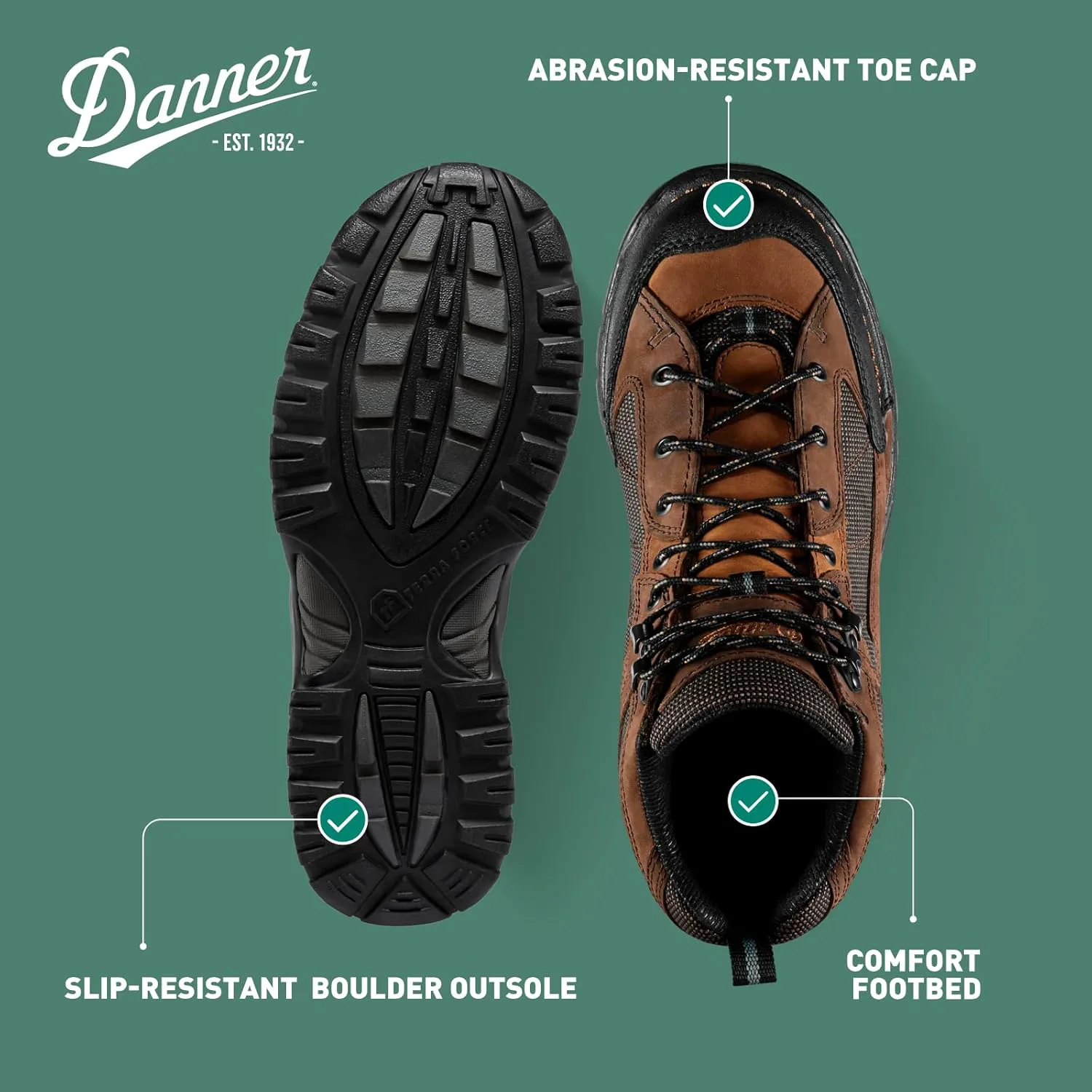 Мужские водонепроницаемые походные ботинки Danner Radical 452 с подошвой 5,5” из шлифованной нубуковой кожи, носком, устойчивым к царапинам, дышащим материалом Gore-Tex и противоскользящей подошвой, темно-коричневый — фото 2