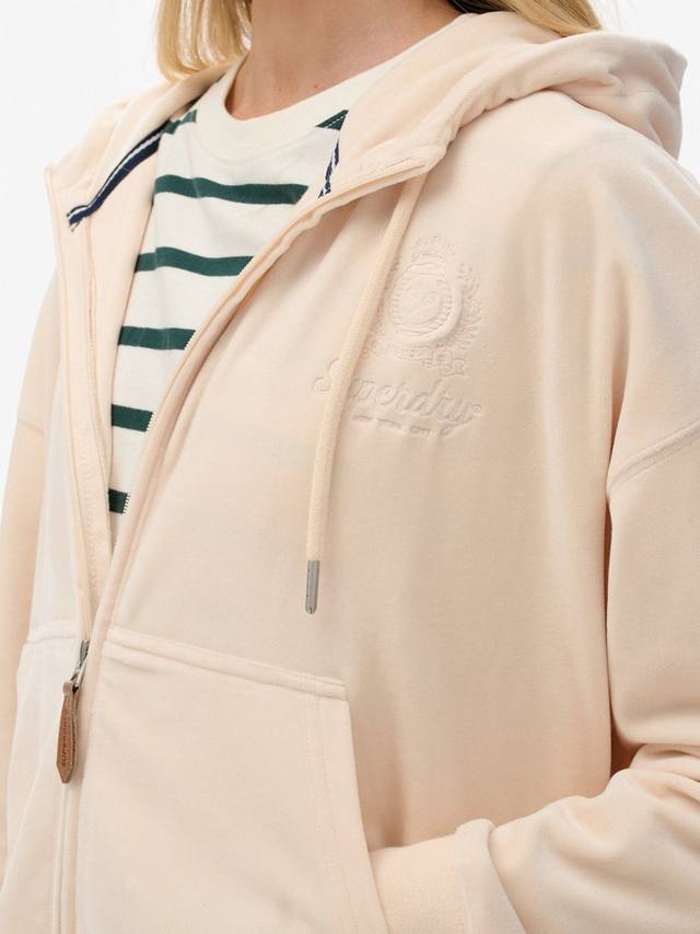 Толстовка с молнией Country Club из велюра Superdry, Pink — фото 4