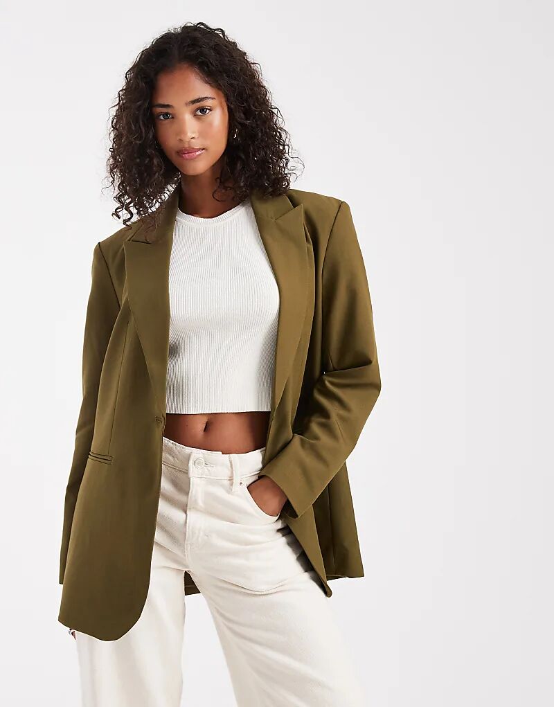 

Свободный пиджак ASOS DESIGN цвета хаки