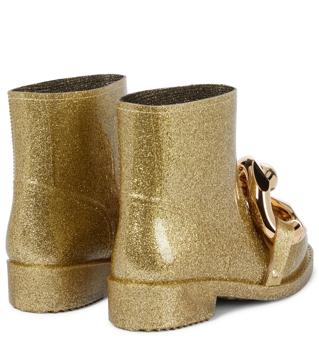 Ботильоны с цепочками и блестками JW Anderson, Light Gold — фото 3