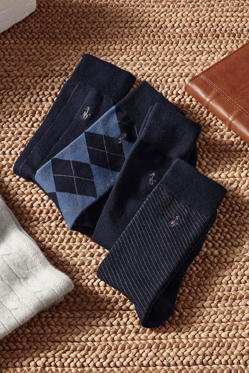 POLO RALPH LAUREN Мужские носки-гольф с ассорти рисунком (4 пары), Black — фото 3