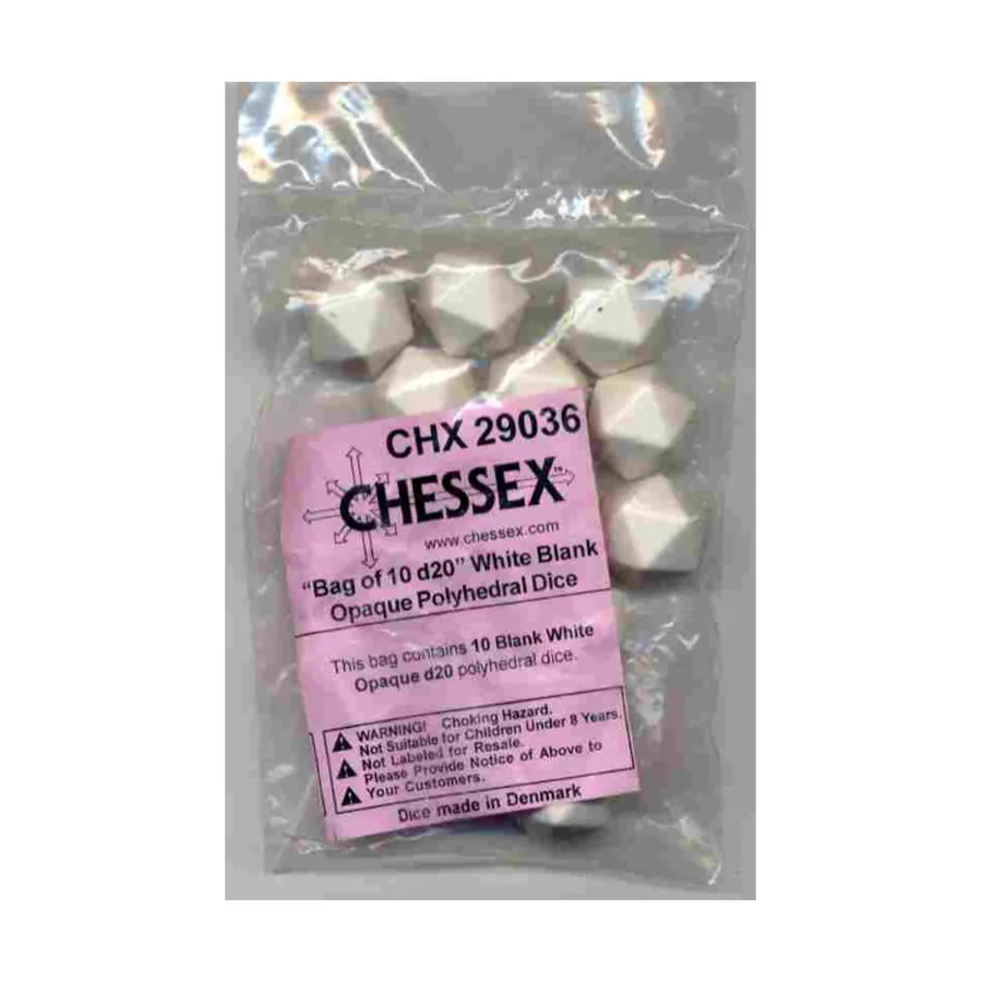 

d20 Чистый белый (10), Dice - Blank (Chessex)