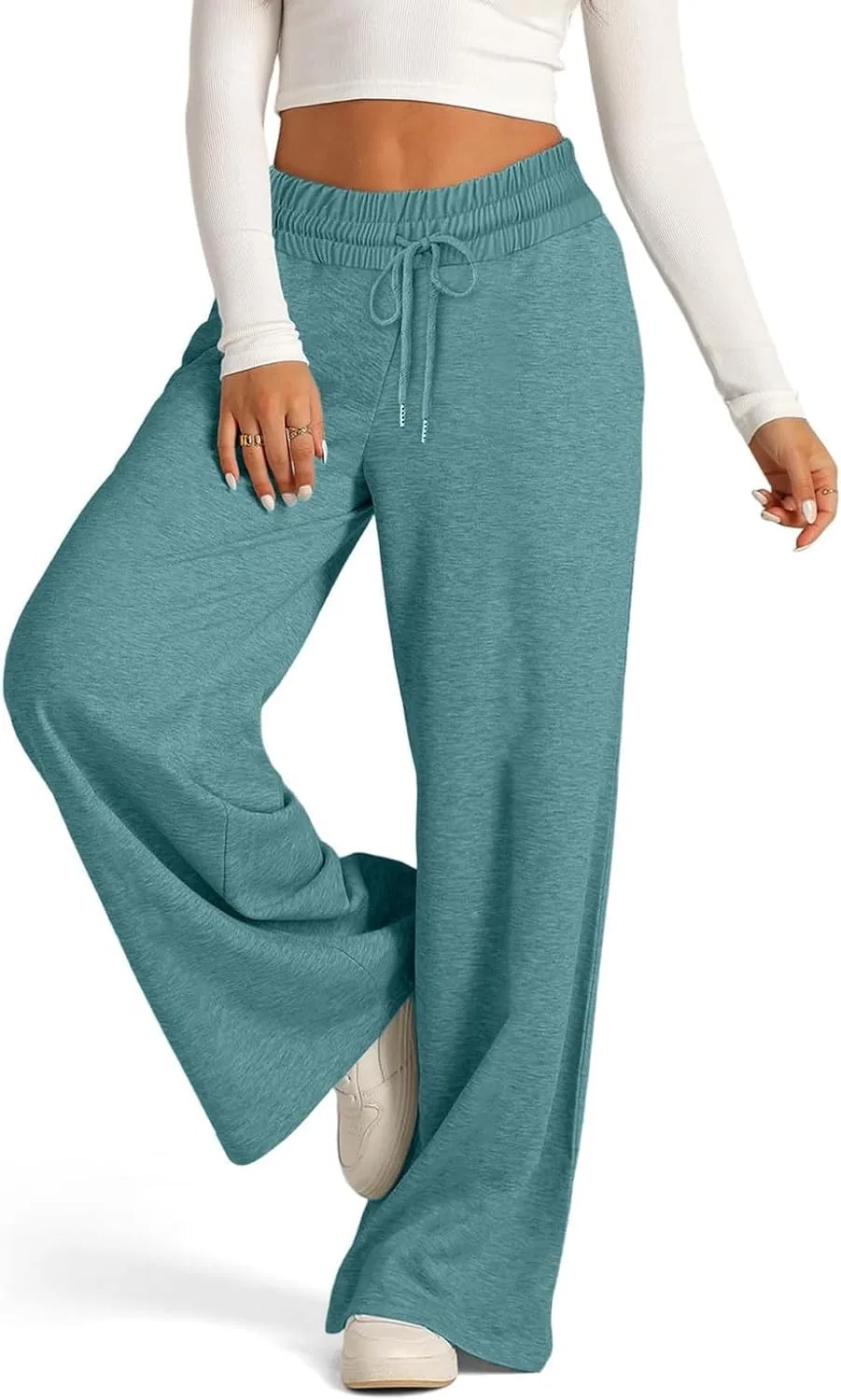 Спортивные брюки женские с широкими штанинами, Mint Green — фото 4