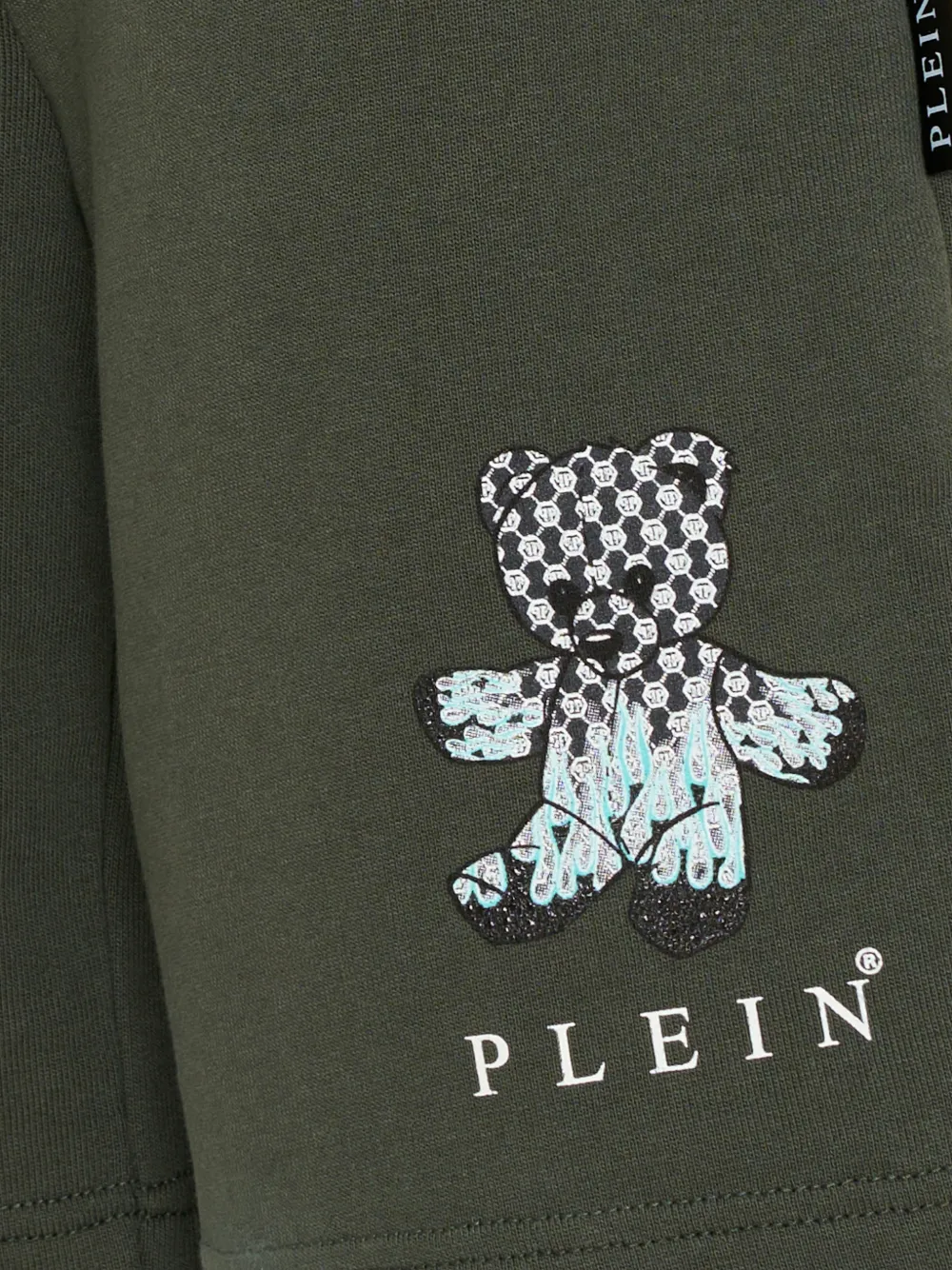 Графичные хлопковые шорты Philipp Plein Junior, зеленый — фото 3