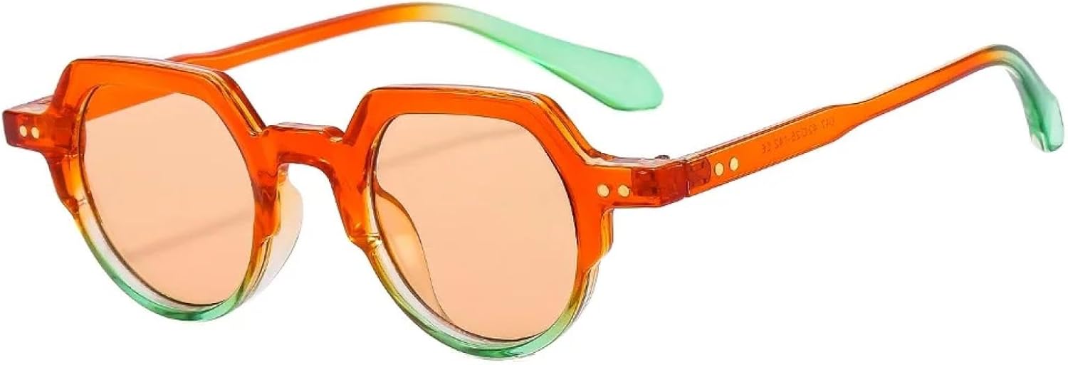 

Модные солнцезащитные очки для женщин в стиле ретро, ​​круглые, с прозрачными линзами, защита от УФ-излучения UV400; мужские солнцезащитные очки в стиле панк с заклепками SZVVBKK, Orange