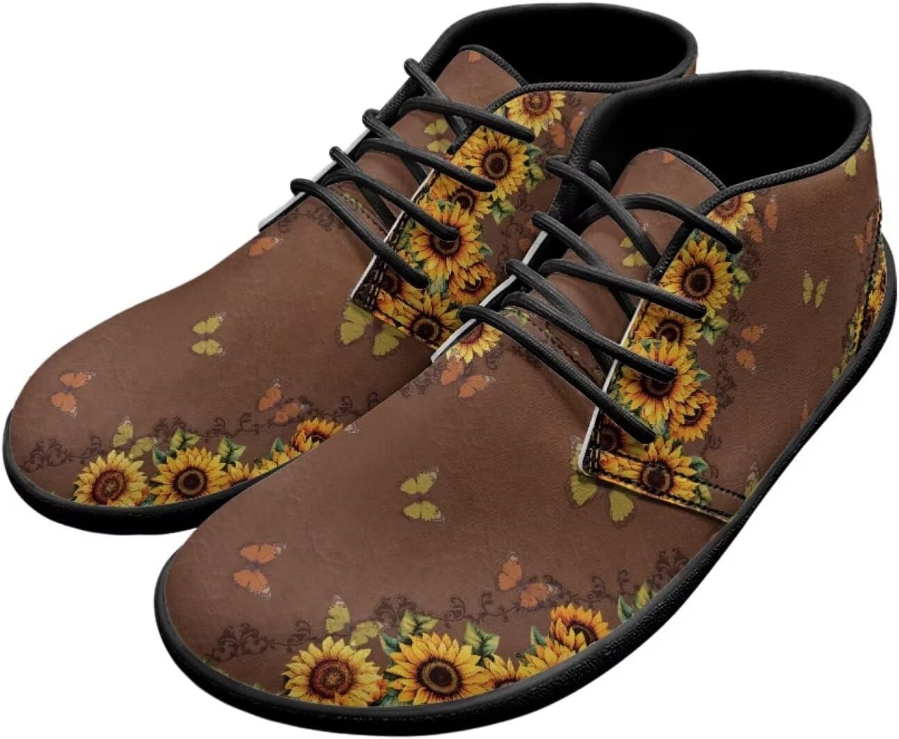 

Мужские кроссовки для ходьбы с широким носком, стильная нескользящая подошва с нулевым перепадом высоты, обувь для бега Xixirimido, Sunflower Buttrefly