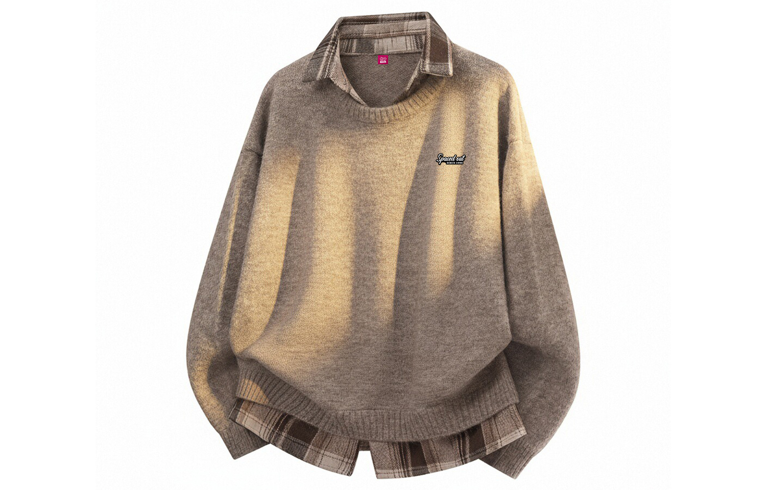 

Свитер унисекс с отворотом, умеренной расцветкой, двухкомпонентные Disney, коричневый camel