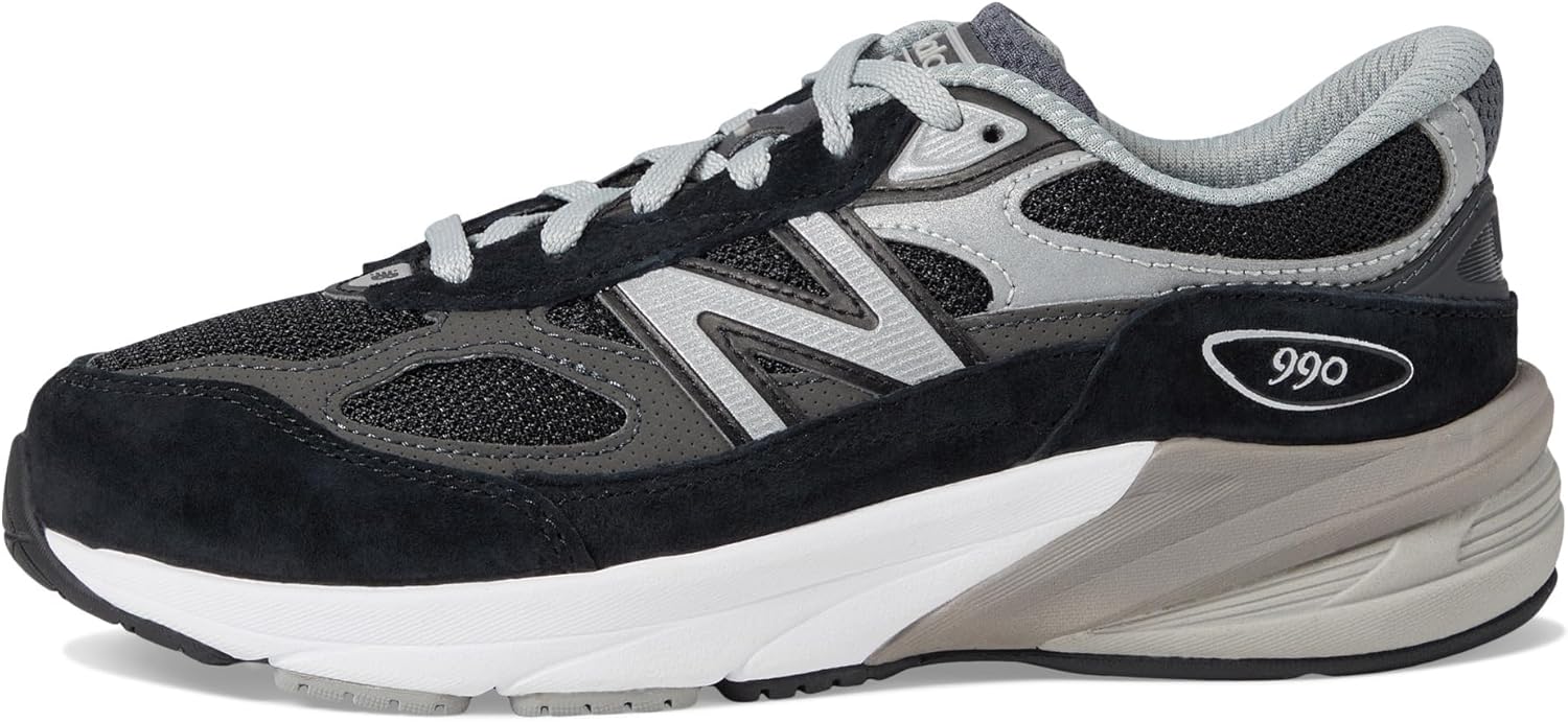 Детские кроссовки New Balance 990 V6 на шнуровке, черный — фото 4