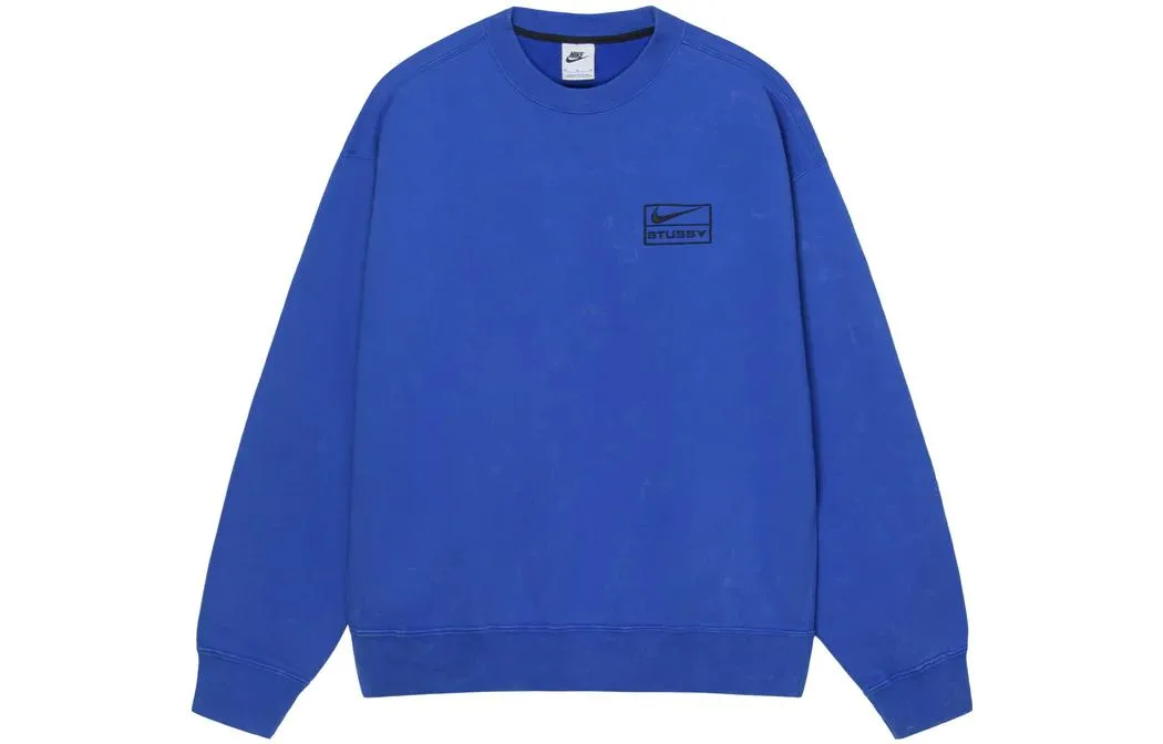 X Stussy Acid Wash Crew Fleece Asia Sizing Nike, синий