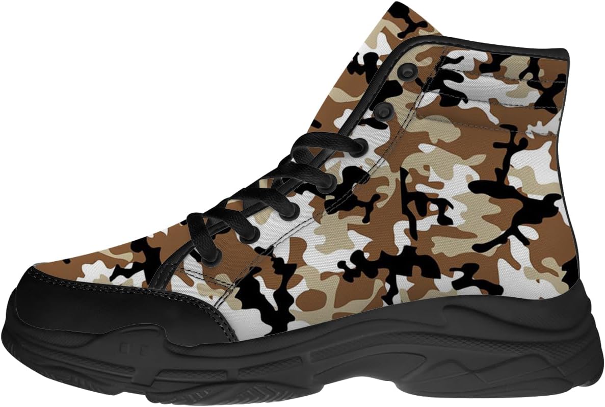 

Кроссовки Quorax Camouflage с высоким верхом для мужчин и женщин, на шнуровке, из ткани, подарок для него и для нее, белый/черный/коричневый