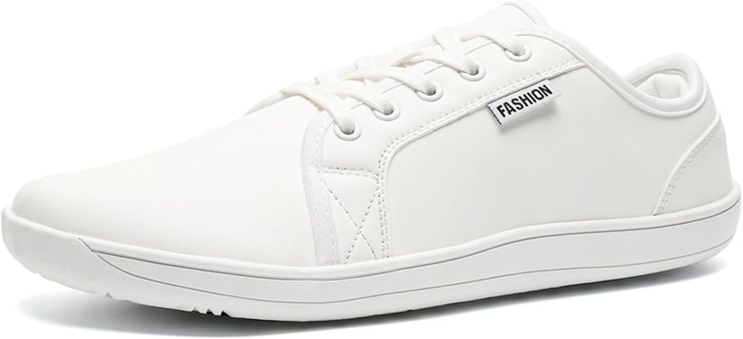 

Мужские и женские кожаные удобные шнурованные простые туфли, модные с широким носком, с нескользящей плоской подошвой, кроссовки для повседневной ходьбы с нулевым перепадом Nelsbrex, белый