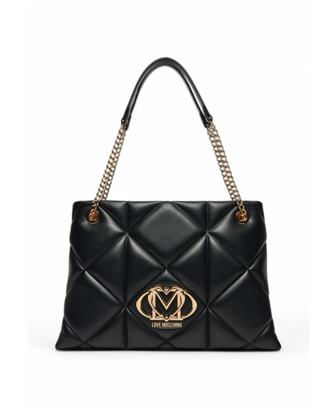 

Стеганая сумка-шоппер с тиснением Love Moschino, черный