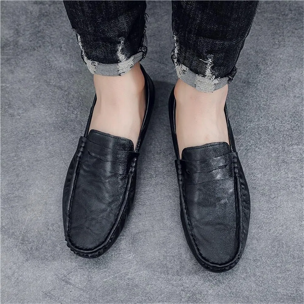 Лоферы мужские Slip-On Round Toe Black DHFIRUFSHLO — фото 2