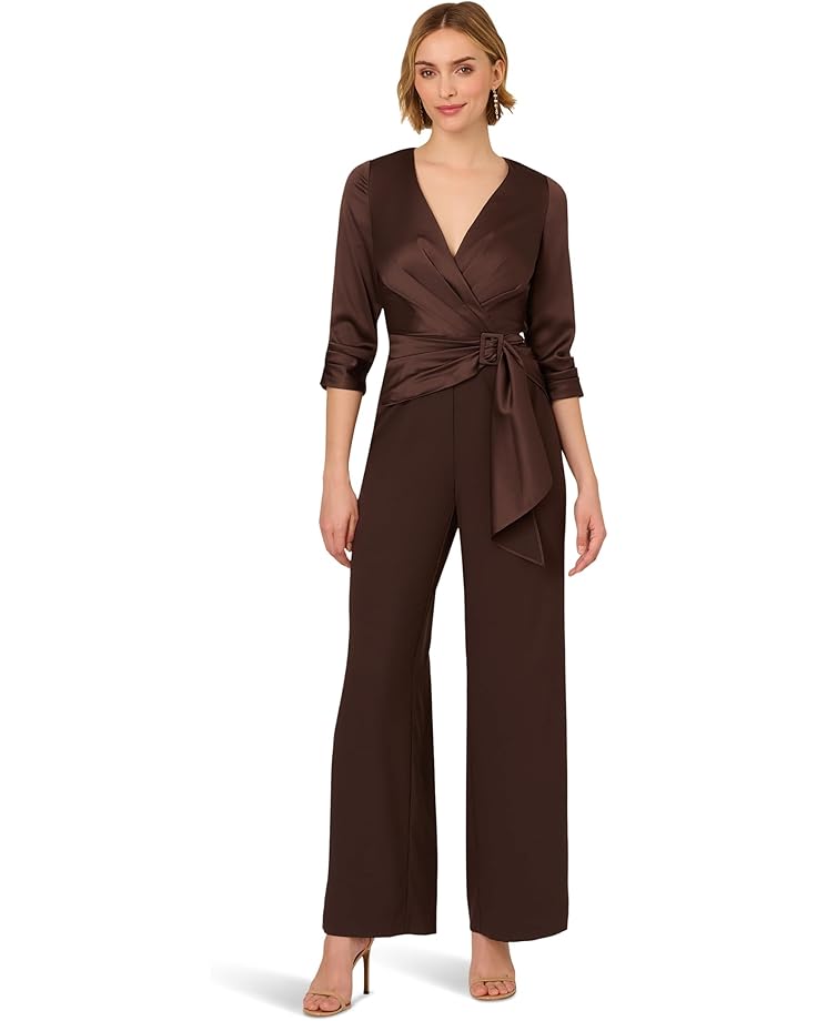

Комбинезон Adrianna Papell Satin Crepe Jumpsuit, темно-коричневый