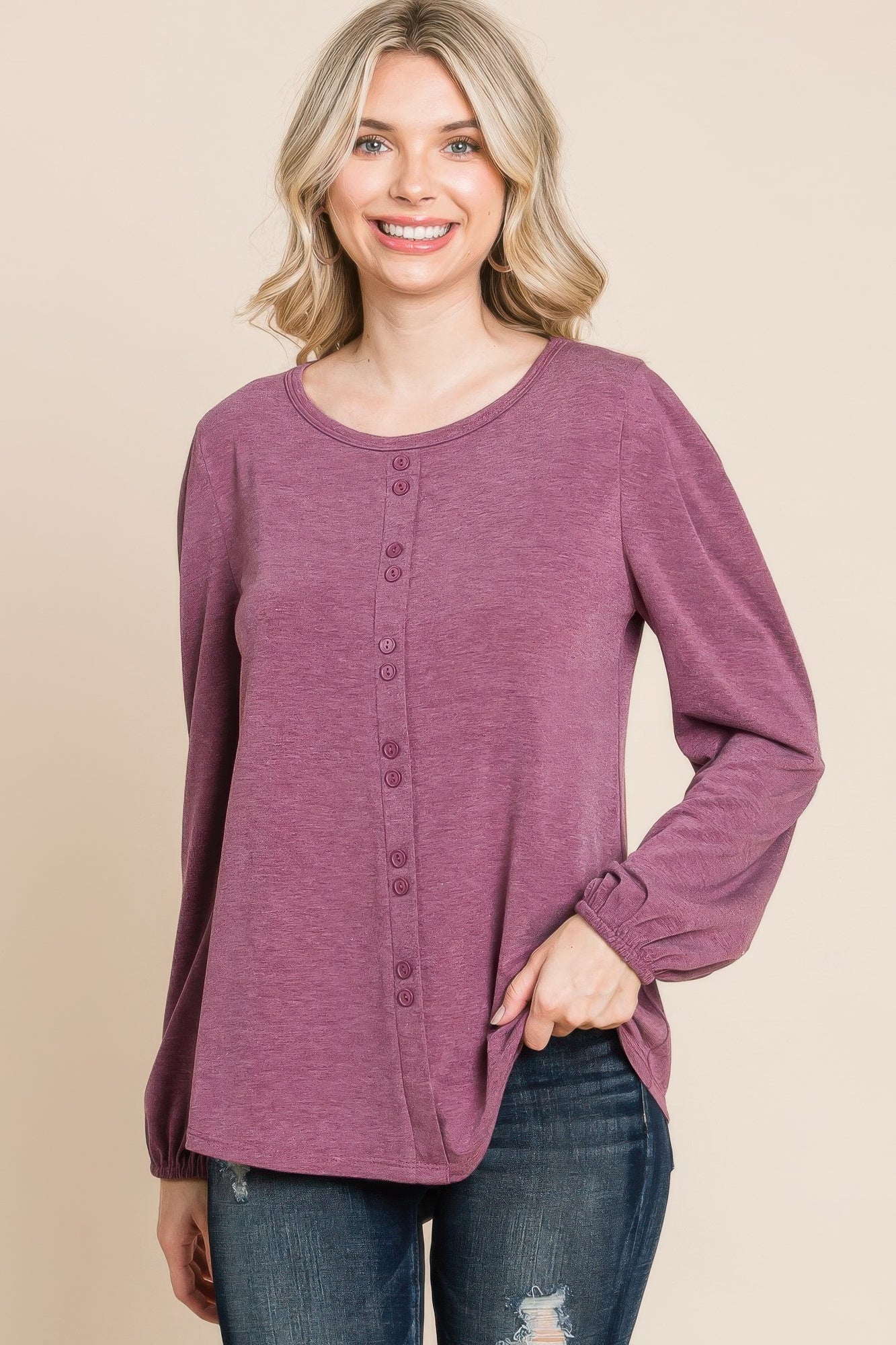 

Однотонный топ из спандекса с длинными рукавами FASHNZFAB, цвет burgundy