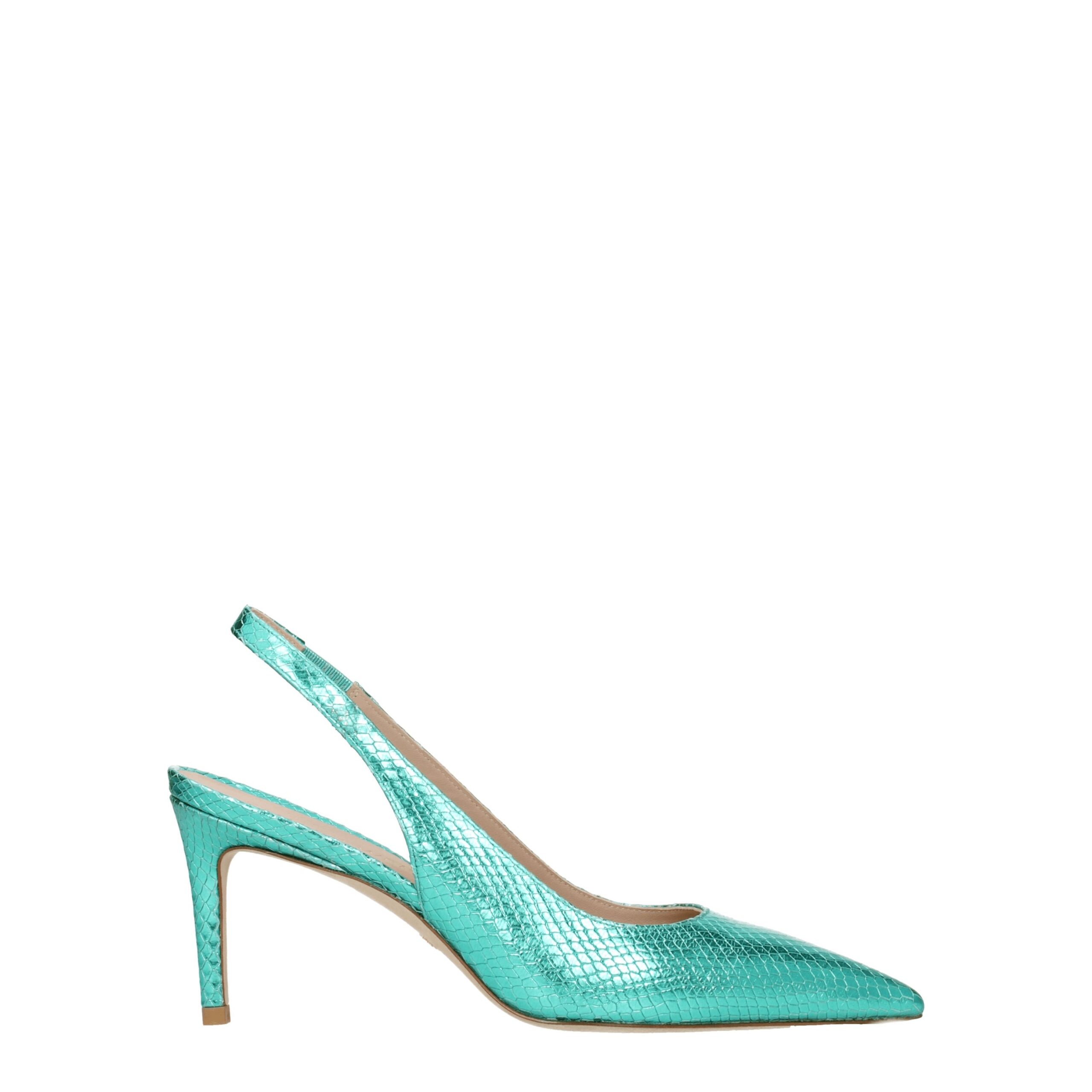 Зеленые кожаные туфли на высоком каблуке Stuart Weitzman, зеленый