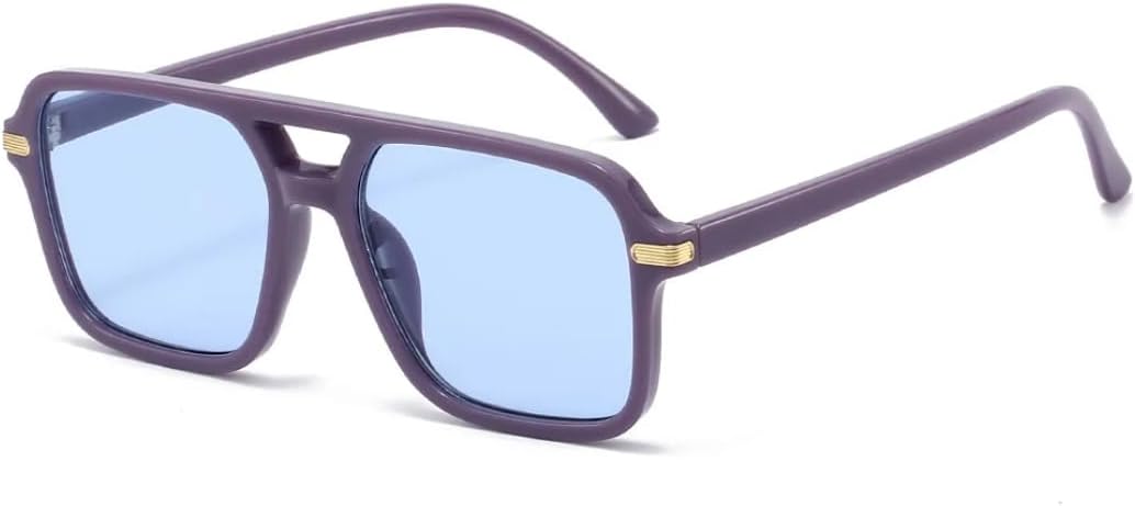 

Солнцезащитные очки с двойным лучом, квадратной формы, для женщин, мужчин и унисекс, с тонированными цветными линзами, модные, с защитой от УФ-излучения UV400 TVTBBVV, Purple Blue