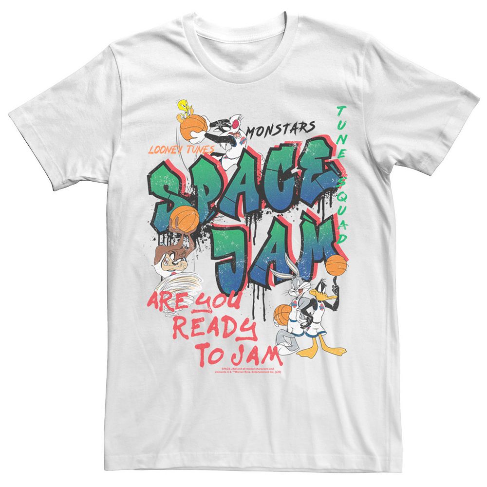 

Мужская футболка Space Jam Are You Ready To Jam Graffiti Licensed Character, белый