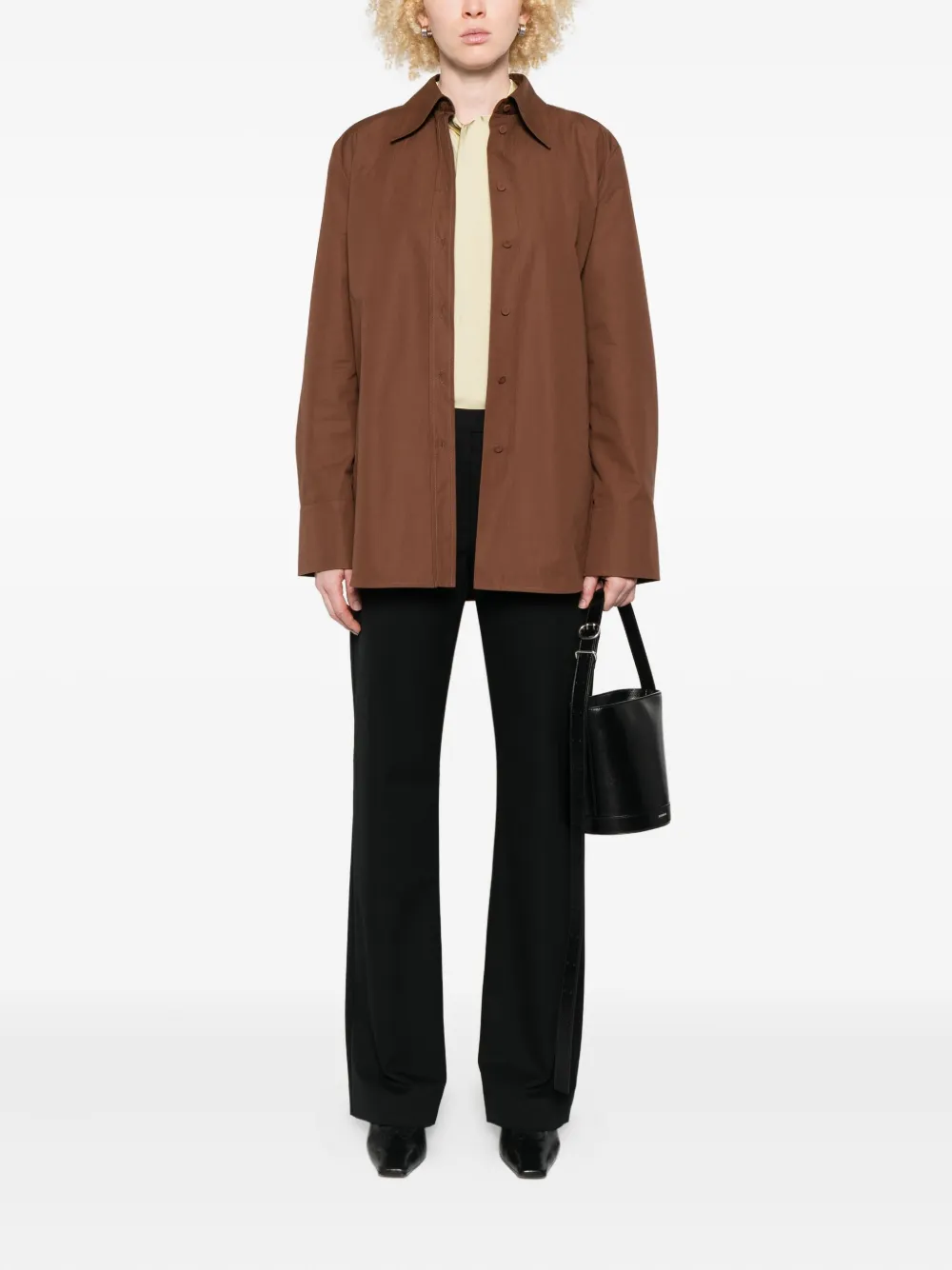 Рубашка с длинными рукавами на пуговицах JIL SANDER, коричневый — фото 2