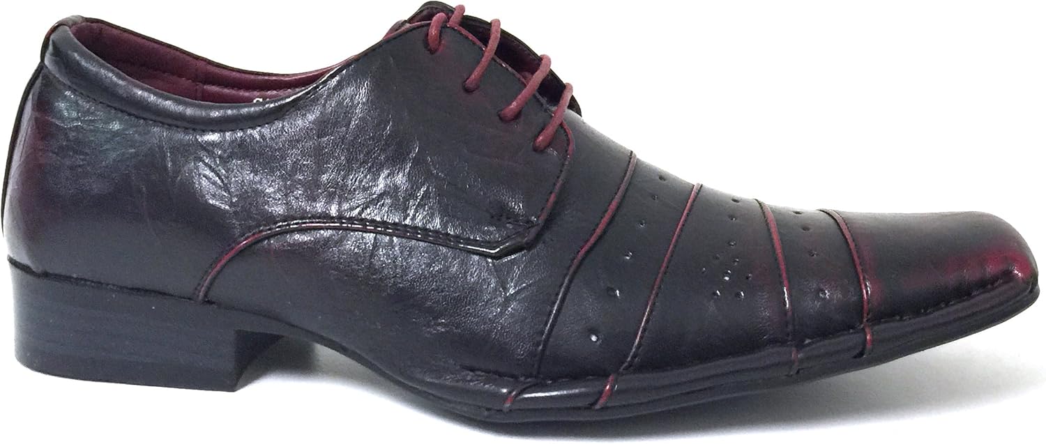 Мужские туфли итальянского стиля Oxfords, с складками, повседневные, модные, на шнуровке, с зауженным носком, черные, синие, бордовые Alberto Fellini — фото 2