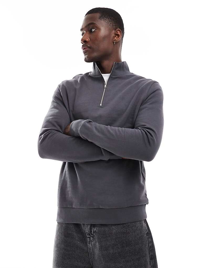 

ASOS DESIGN – Essential – Графитовая толстовка на молнии