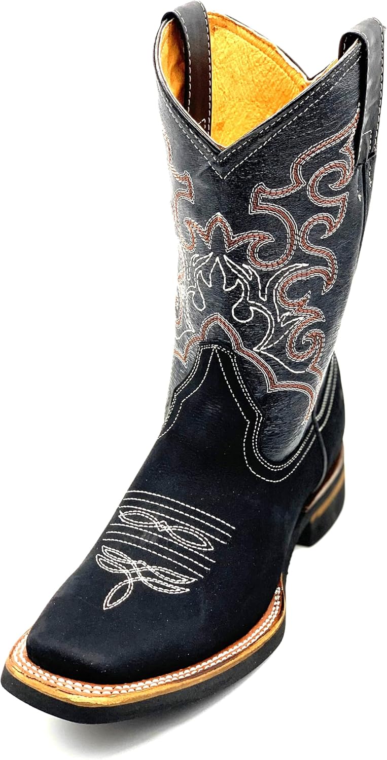 

Западные ковбойские кожаные сапоги с квадратным носком Generic, черный