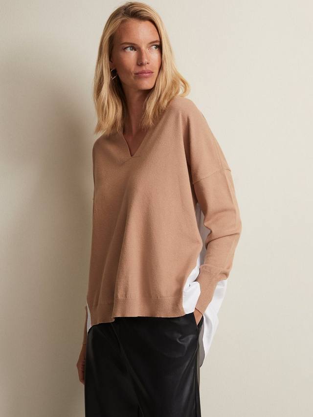 

Джемпер с v-образным вырезом kienna Phase Eight, цвет Brown/White