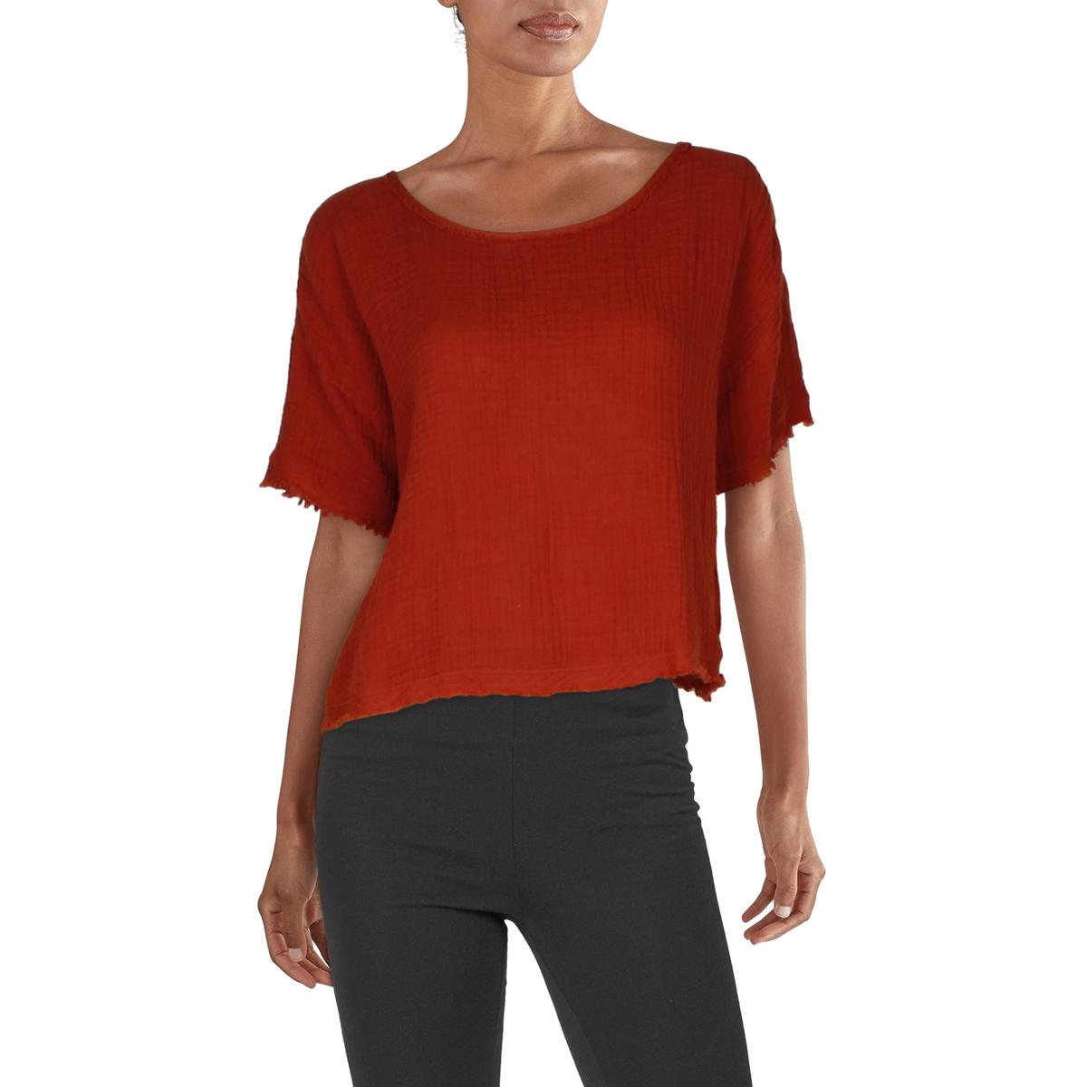 

Женский хлопковый пуловер с необработанным краем Eileen Fisher, цвет picnt