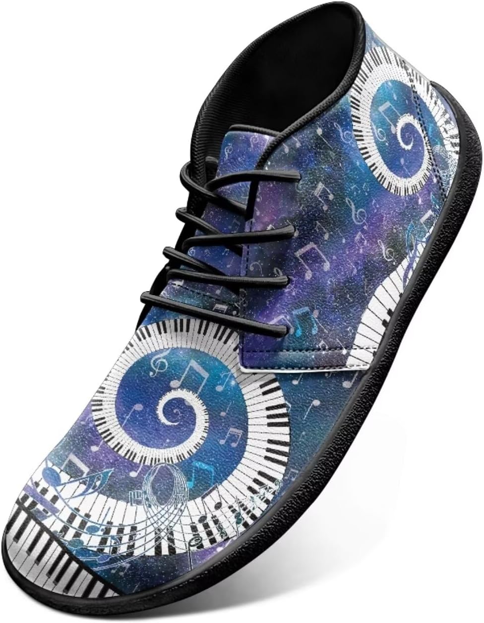 

Ботинки с широкой носочной частью, кроссовки с нотами для женщин и мужчин, модные шнурованные туфли с нулевым перепадом подошвы, минималистичная обувь Chririnla, Galaxy Piano Key