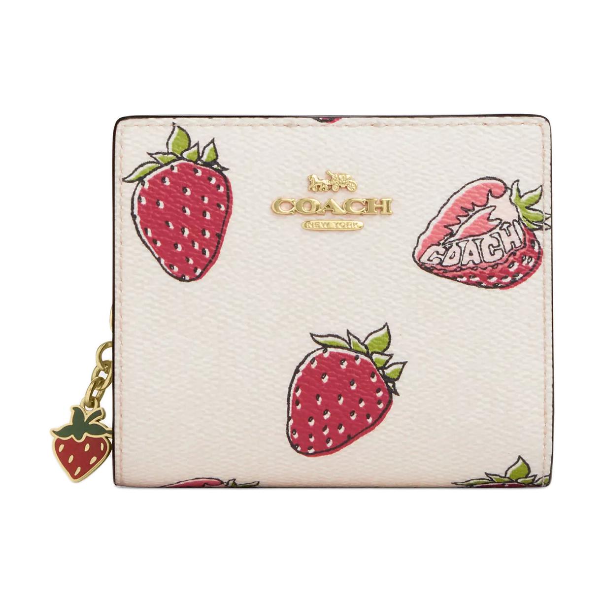 

COACH Миниатюрный женский кошелек из лакированного холста, Chalk & Multicolor