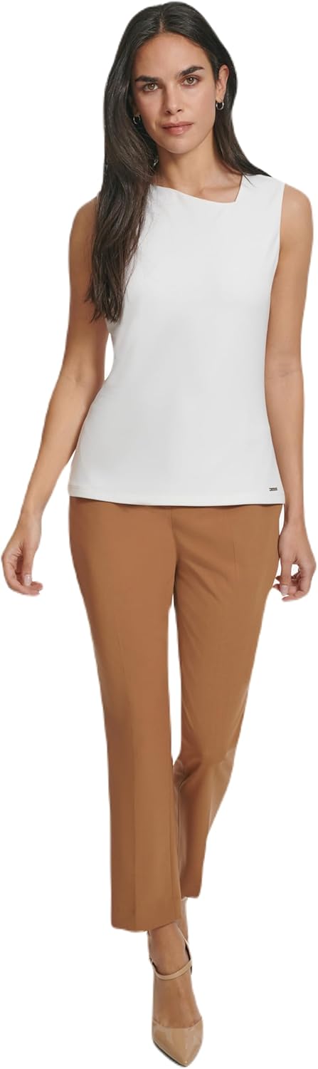 

Женская асимметричная блузка без рукавов Calvin Klein, Cream