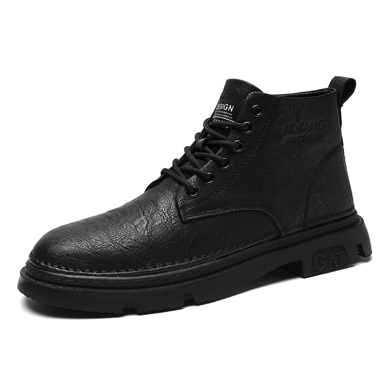 

AOKANG Мужские зимние ботинки Martin черные с меховой подкладкой, цвет Black-Fleece-Lined (Standard Sports Shoe Size)