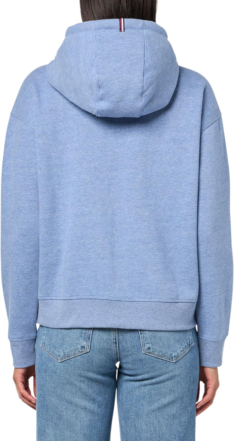 Женская толстовка с капюшоном и карманами на молнии с логотипом Tommy Hilfiger, True Blue Heather — фото 2