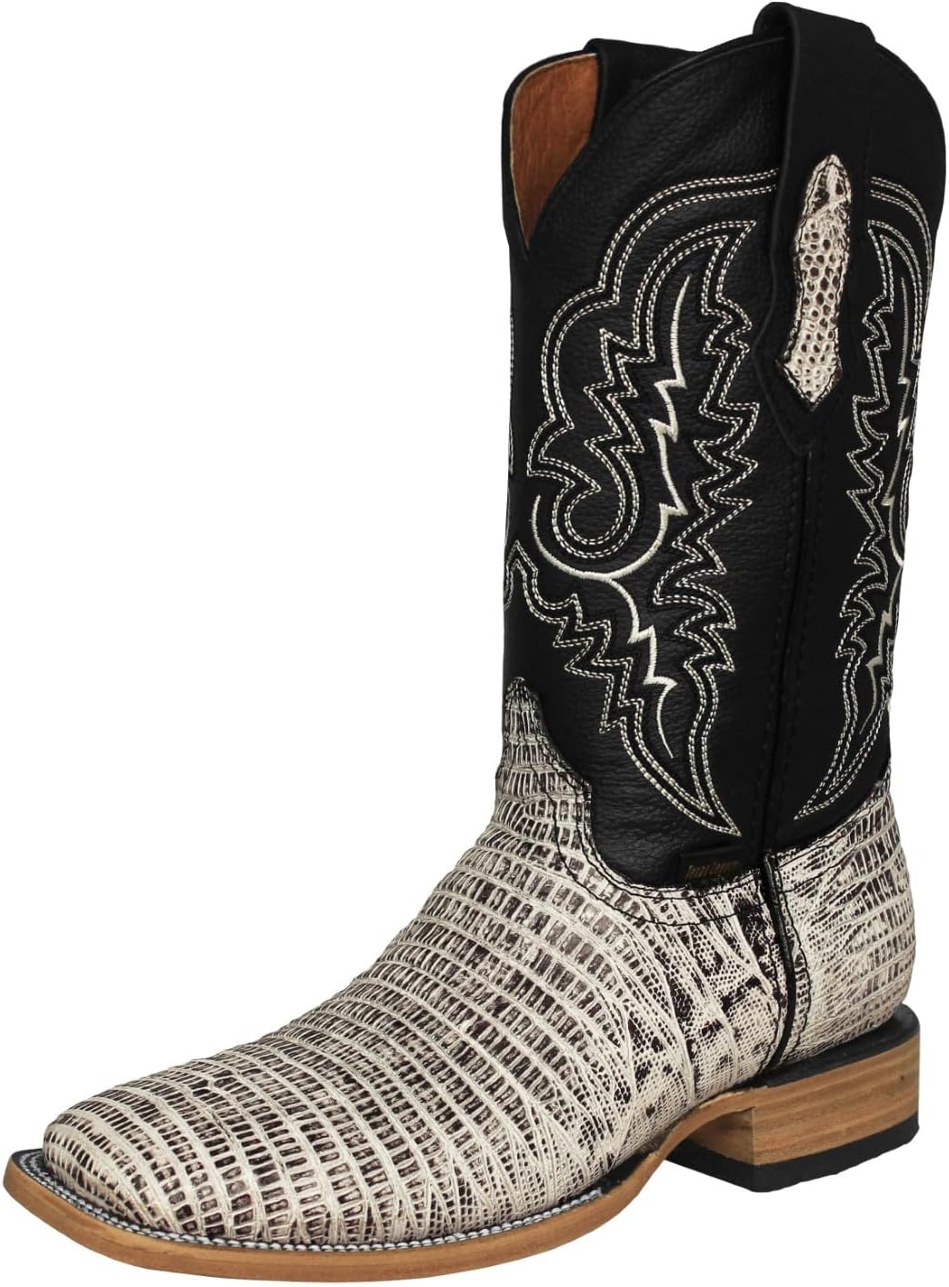 

Мужские натуральные ковбойские сапоги Texas Legacy с узором кожи ящерицы тэжу, с квадратным носком, Natural